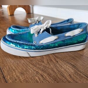 Blue Sequin Sperry Sneakers